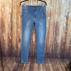 S&A Jeans Women’s Blue Denim Distressed Skinny Jeans Juniors Size 7